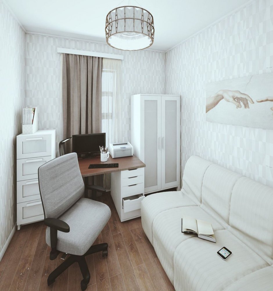 Интерьер спальни совмещенной с кабинетом