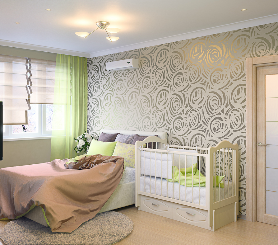 Планировка комнаты с детской кроваткой
