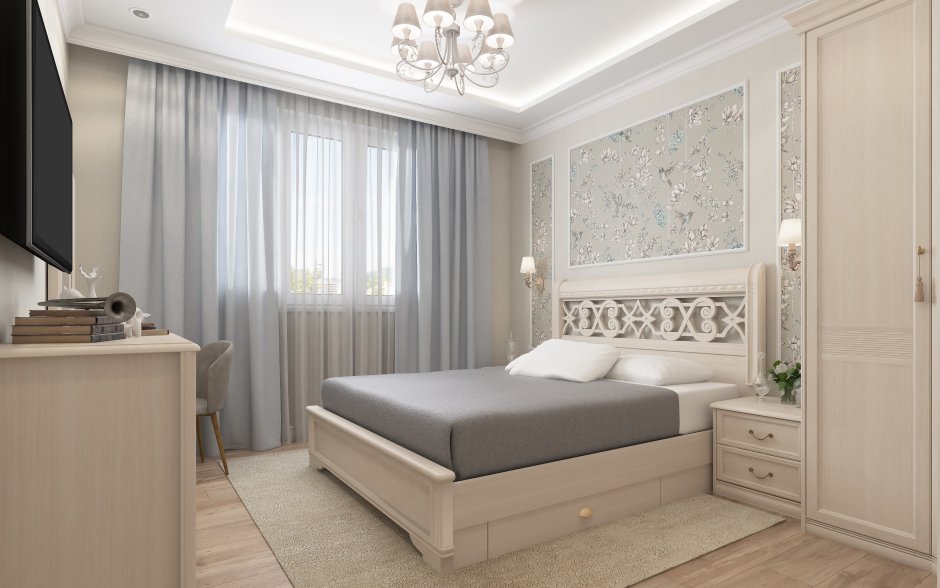 Спальня Лючия светлая Шатура в интерьере дизайн спальни