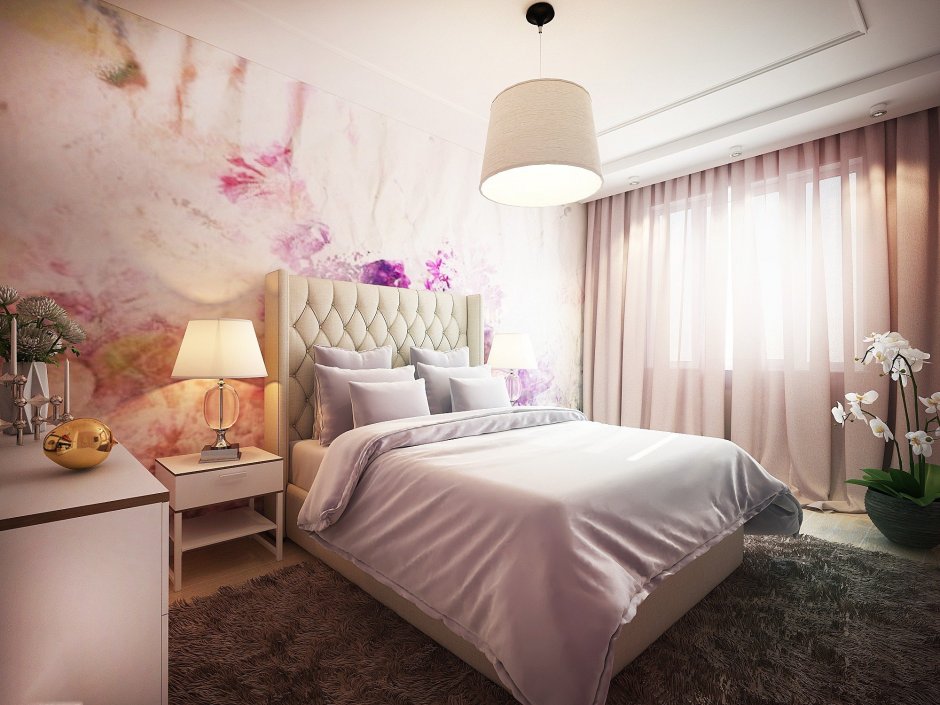 Спальня в пыльно розовом цвете (65 фото)
