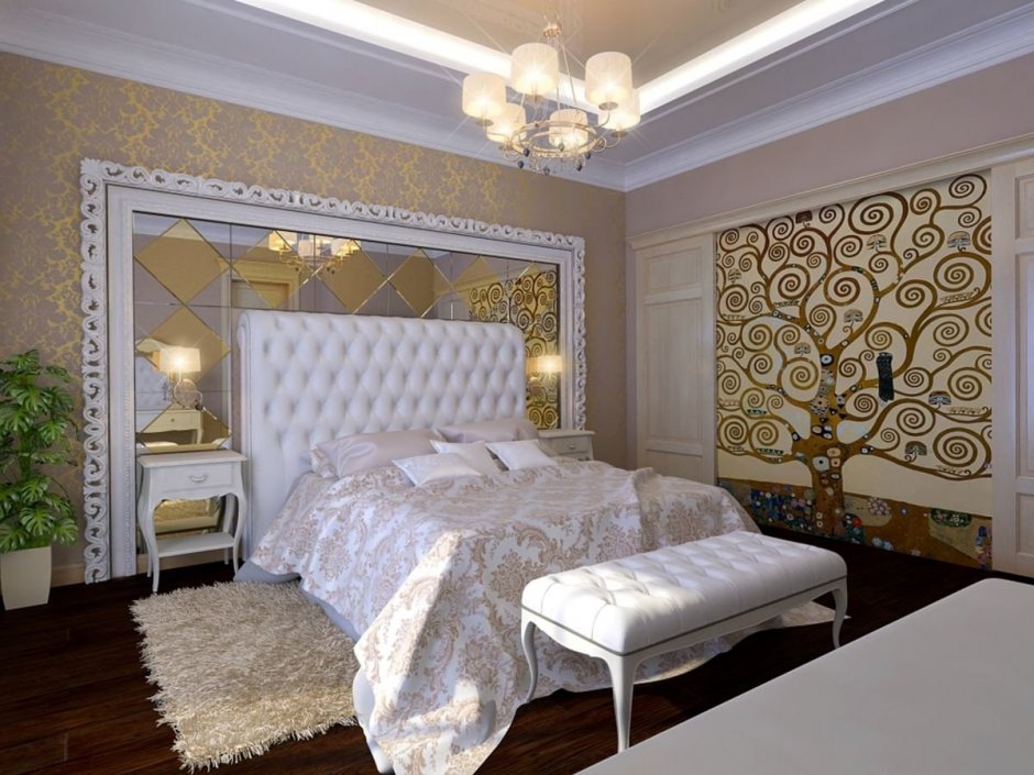 Декоративные зеркала в интерьере спальни