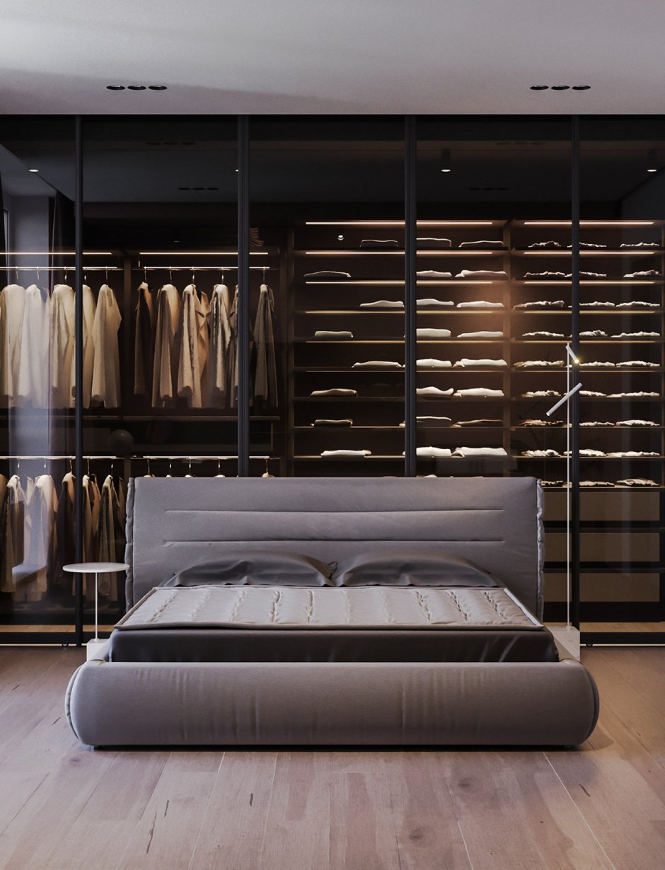 Современная спальня с гардеробной