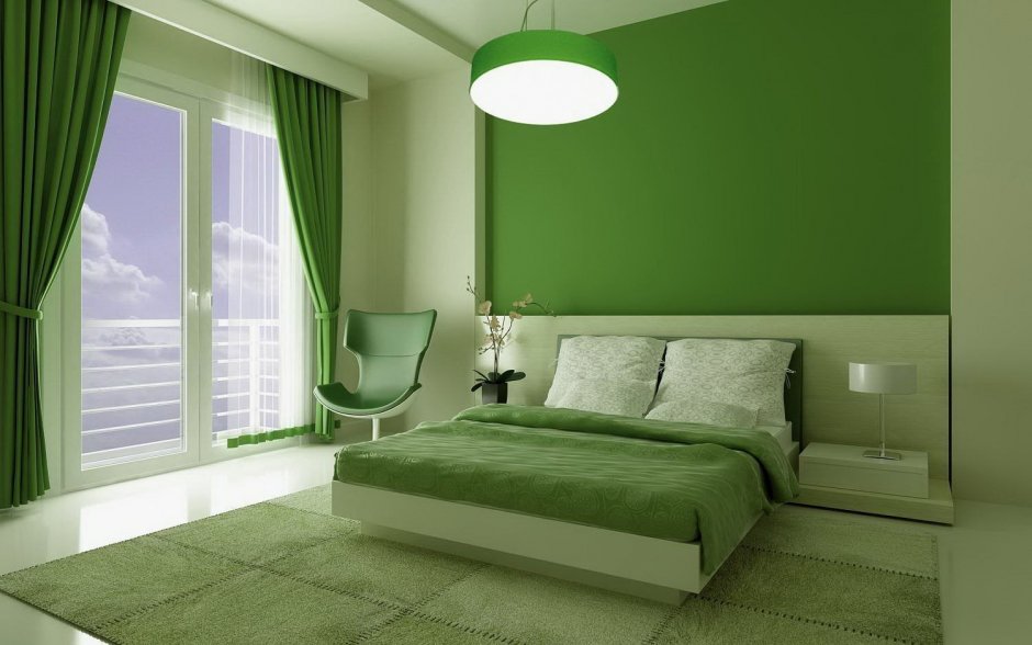Комната в зеленых оттенках