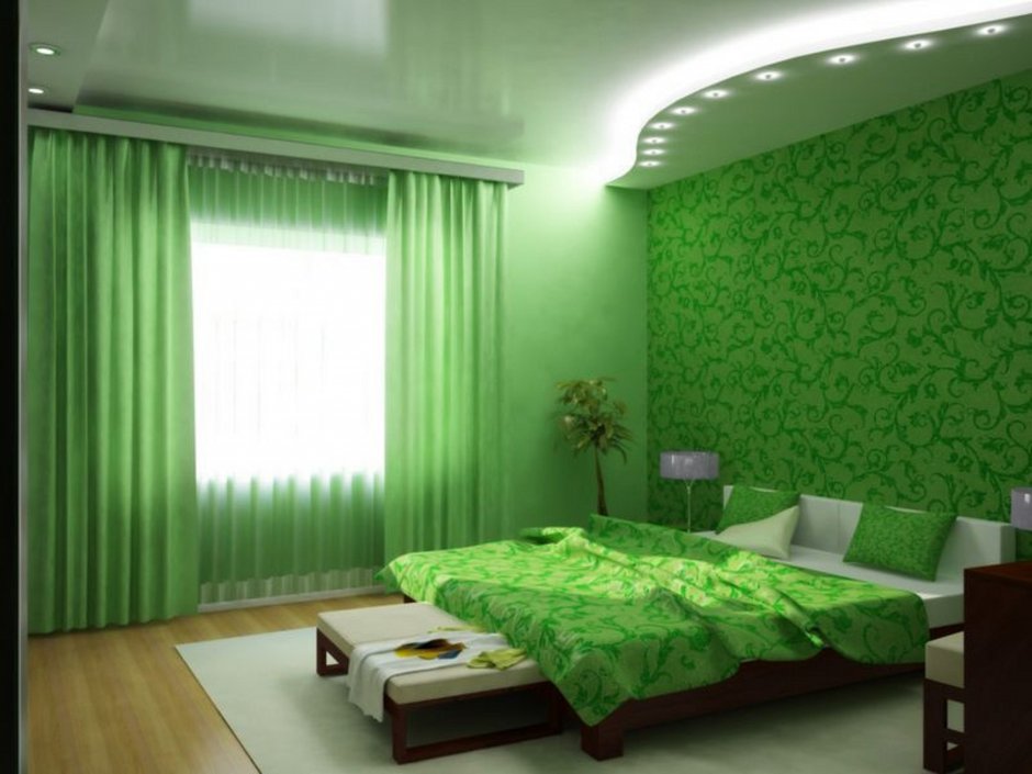 Зеленая спальня косметический ремонт