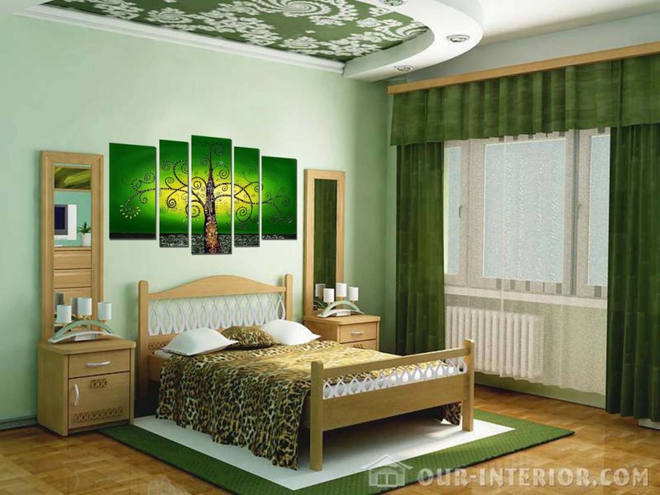 Спальный гарнитур зеленого цвета