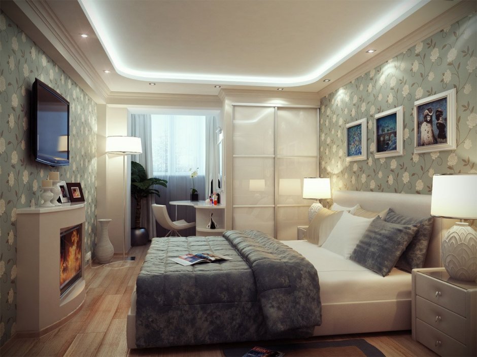 Спальня с лоджией дизайн интерьера