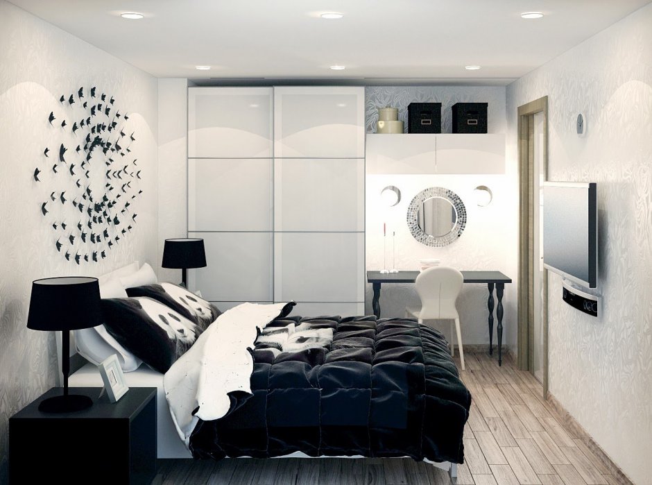 Дизайн спальни в черно белом стиле