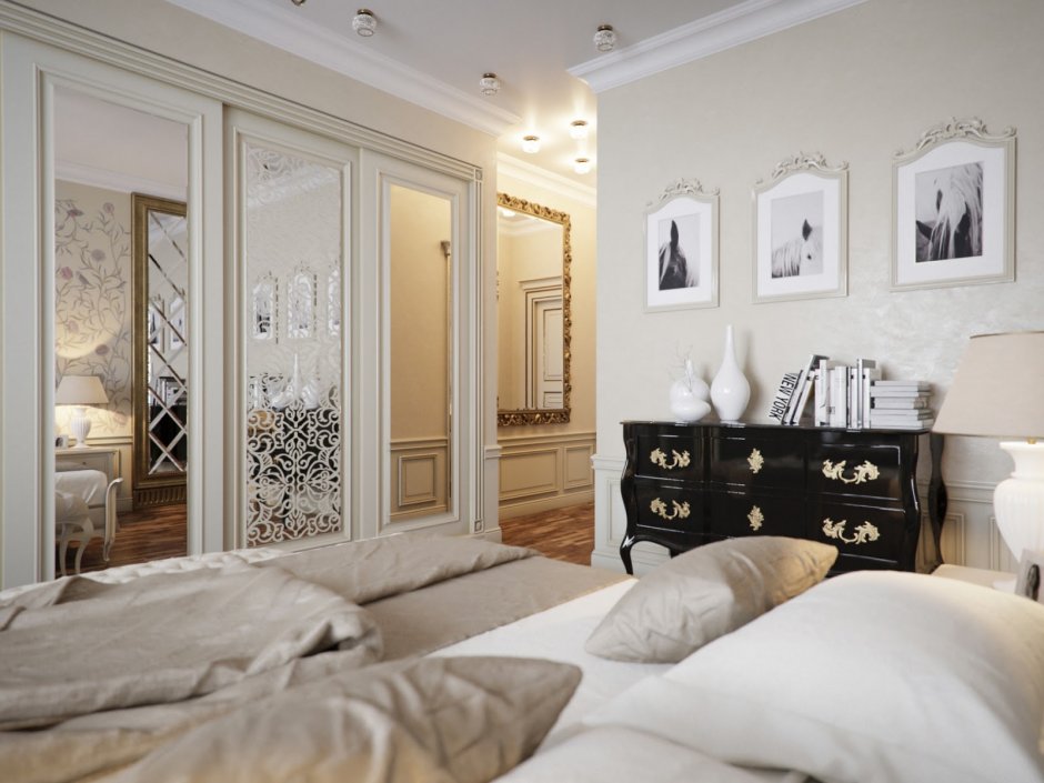 Белые спальни в стиле Неоклассика