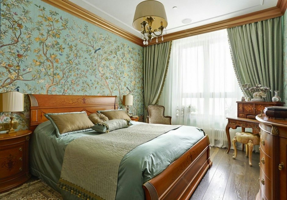 Зеленая спальня классика
