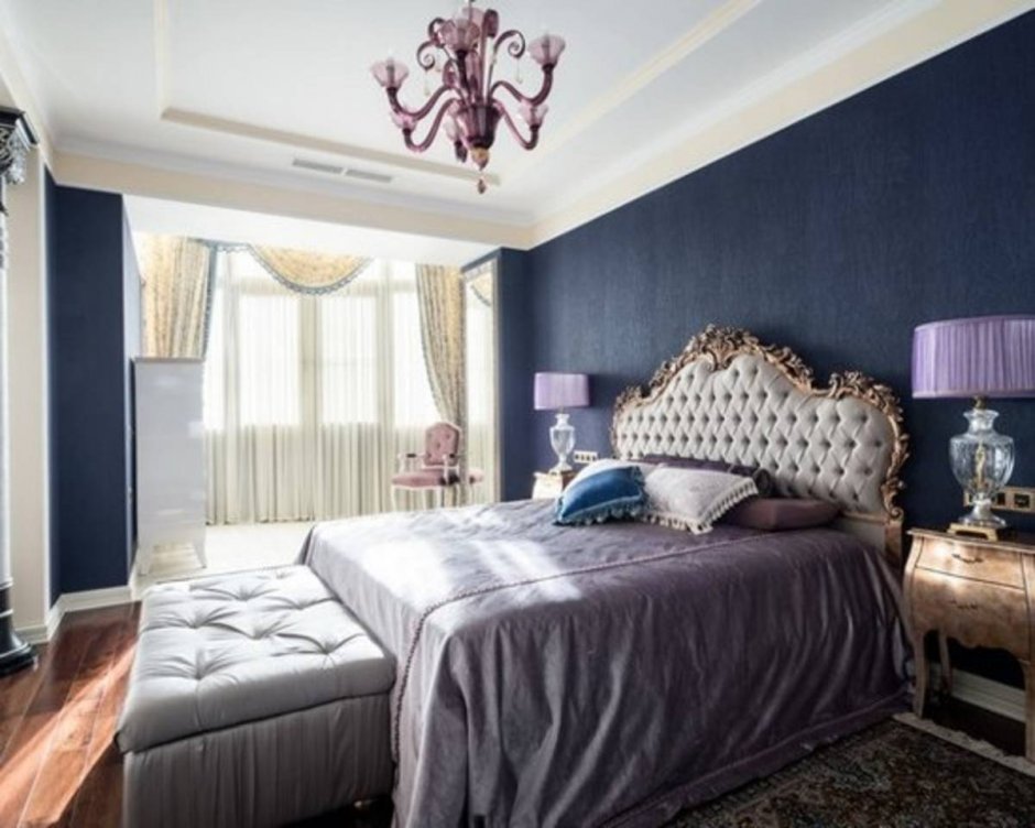 Спальни в стиле Неоклассика с синим