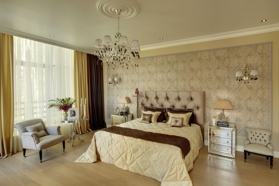 Красивый цвет спальни в неоклассическом стиле