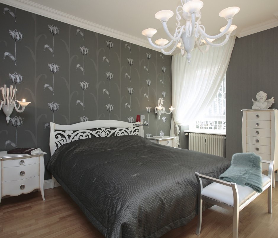 Черно белая спальня в стиле Неоклассика