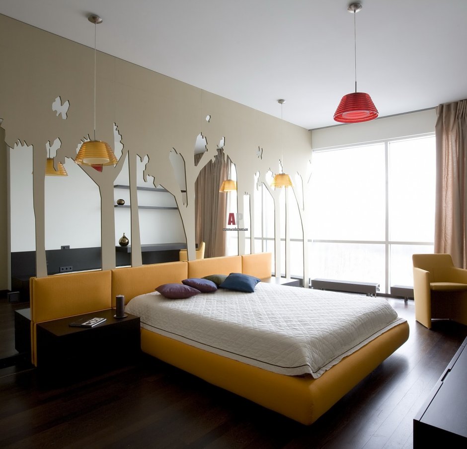 Желтая спальня в стиле Минимализм