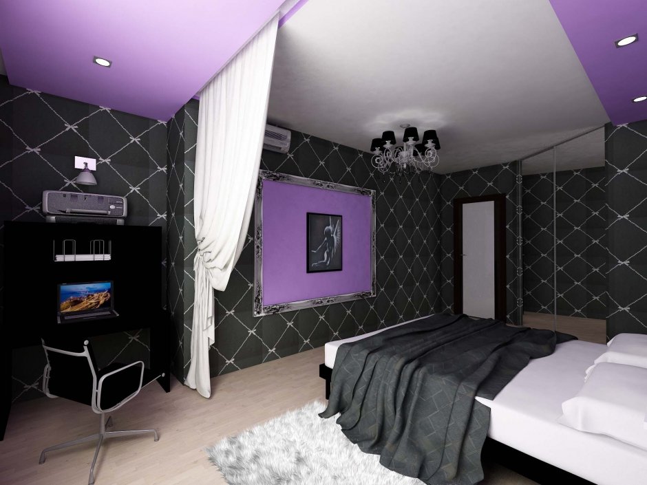Черно фиолетовая комната