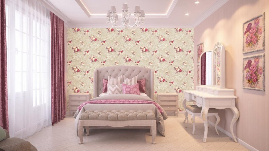 Розовая спальня в стиле Прованс