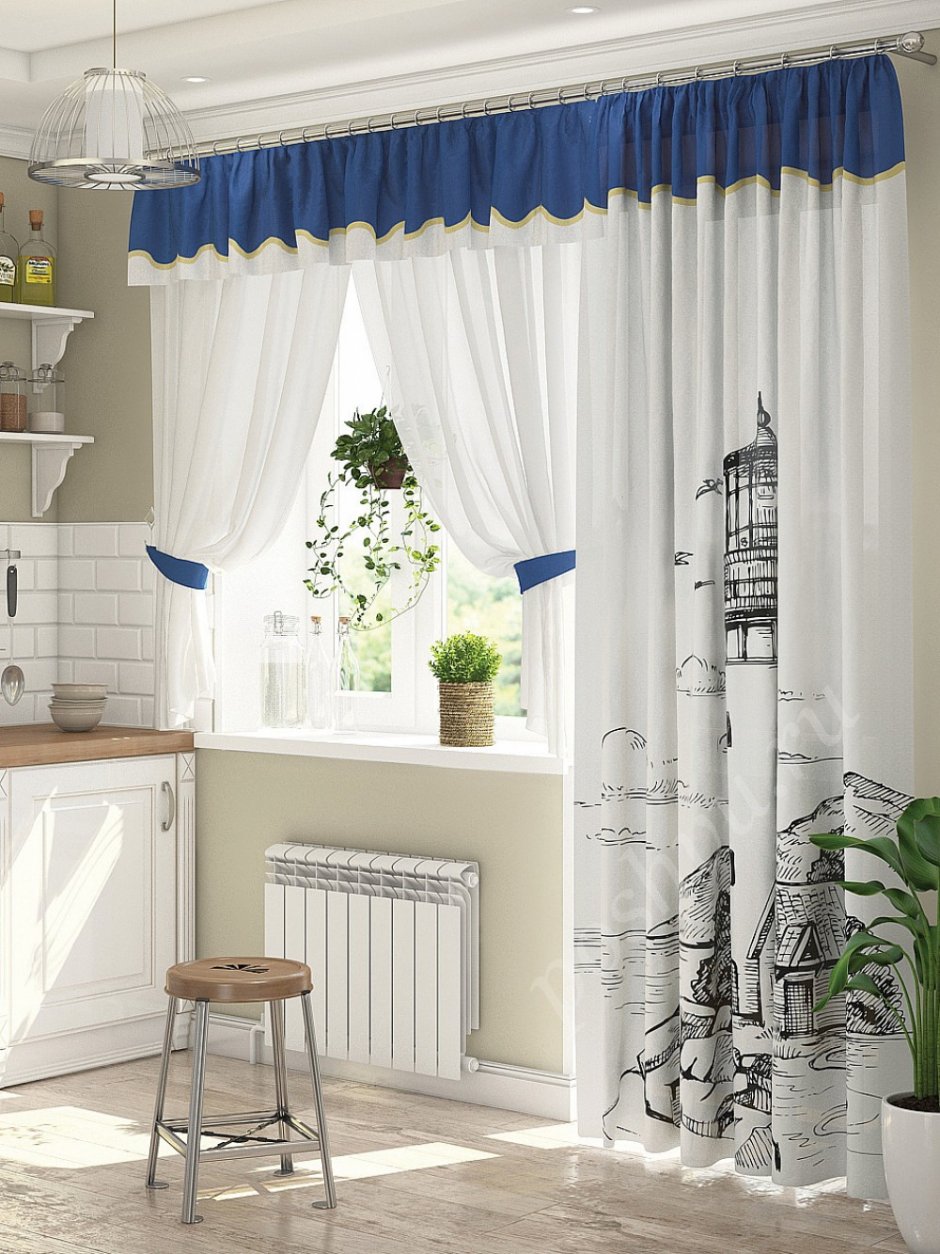 Шторы на кухонное окно с балконной дверью