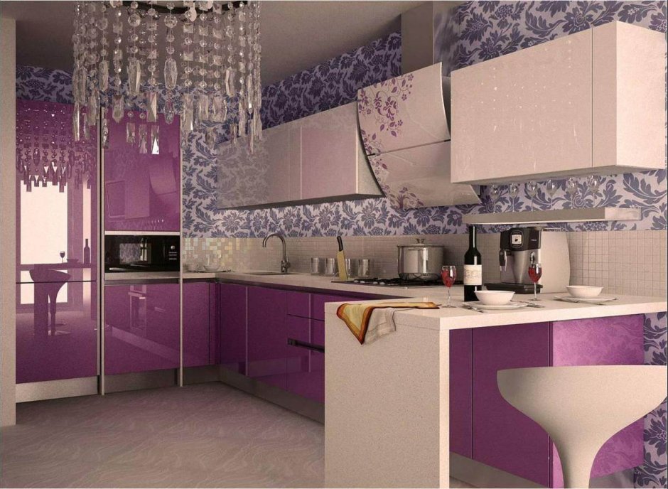 Фиолетовая кухня Восточном стиле