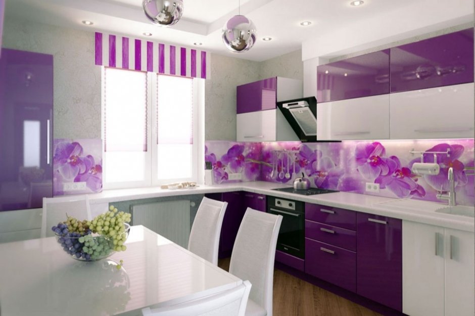 Декор для кухни в фиолетовых тонах фото