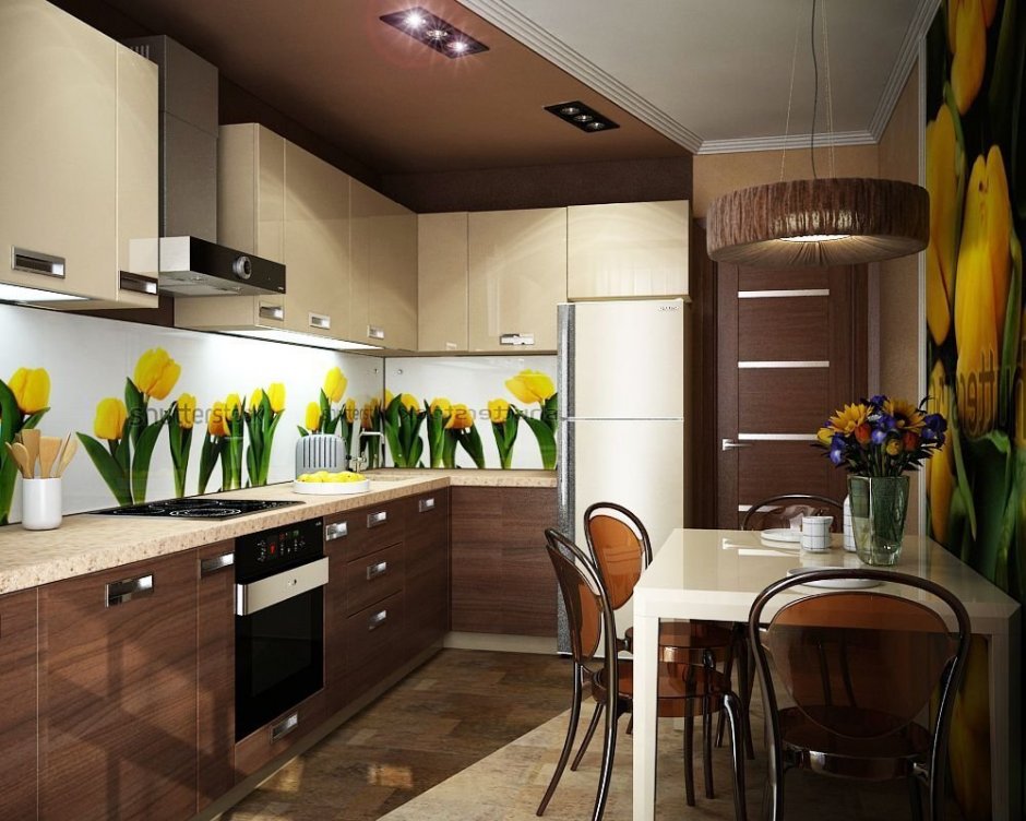 Кухня в коричневом цвете