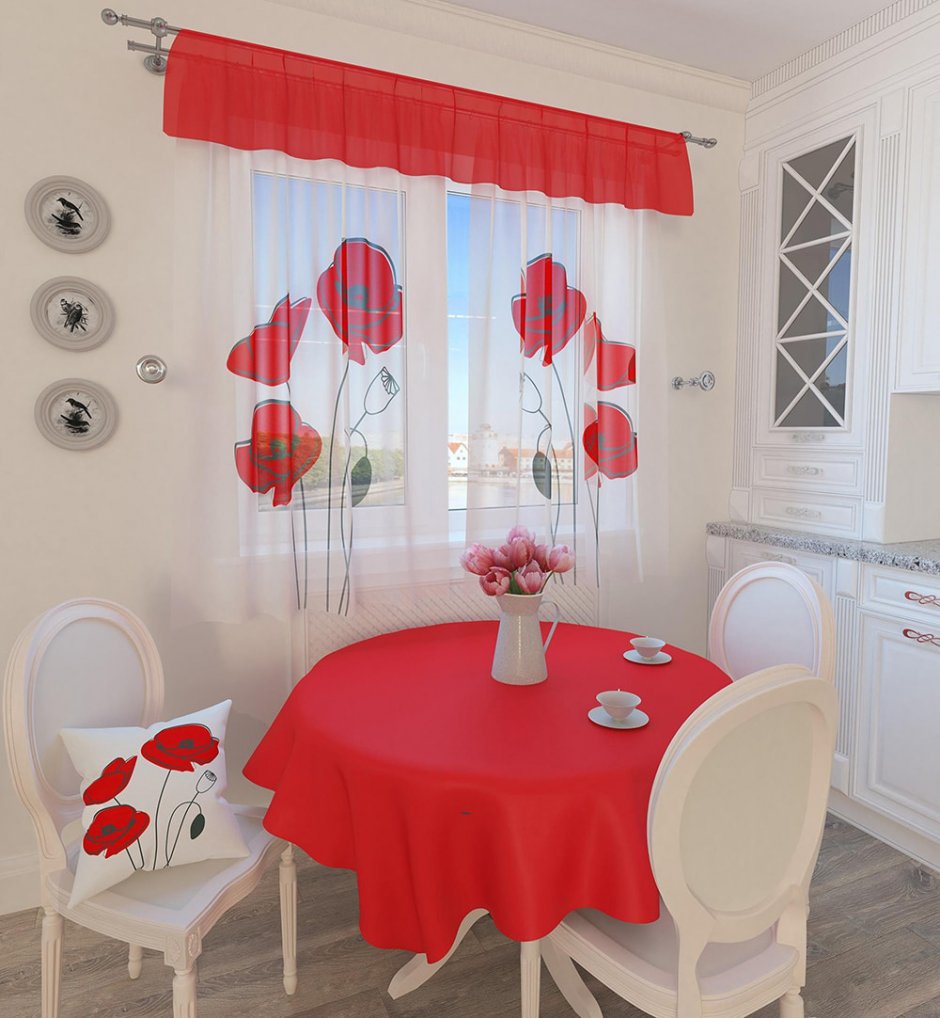 Красные шторы на кухню