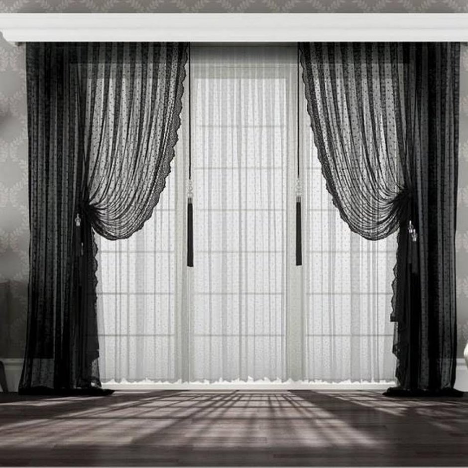 Белые шторы в интерьере гостиной 2020