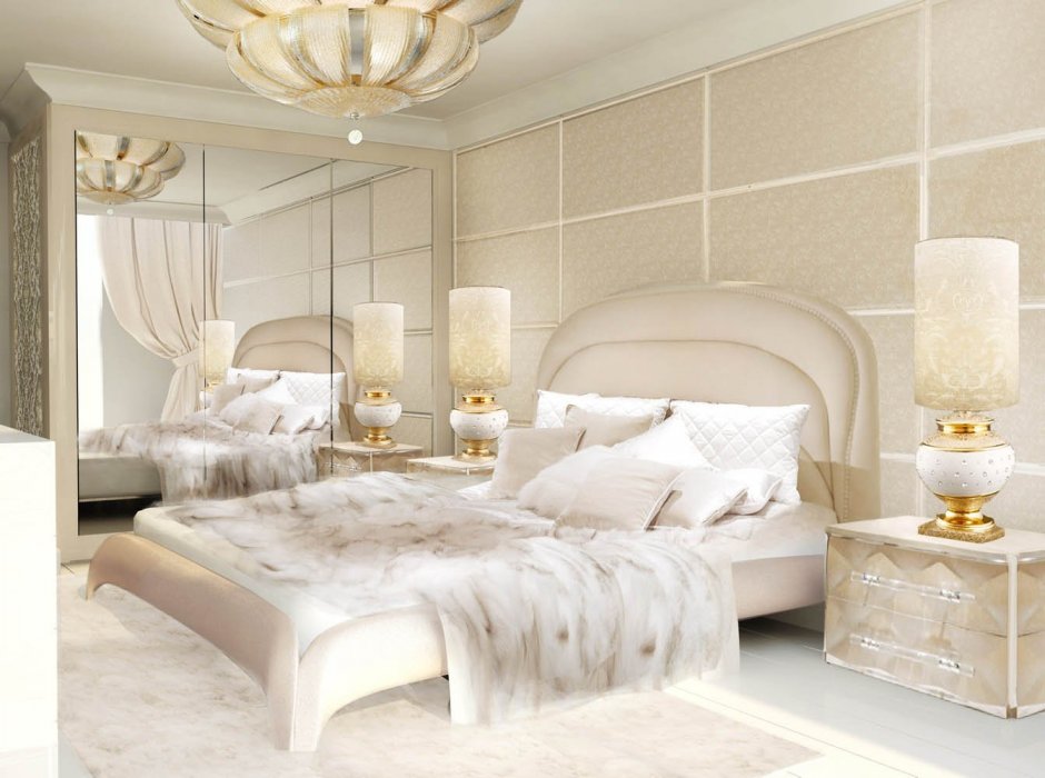 Спальня в бело Болотном цвете