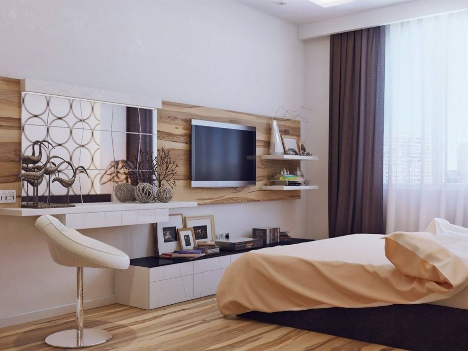 Спальня в современном стиле с телевизором