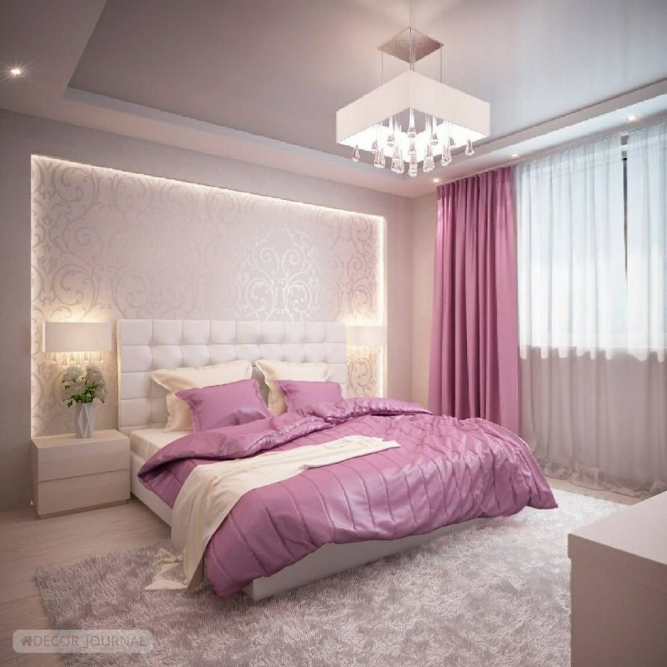 Спальня в светло лиловых тонах