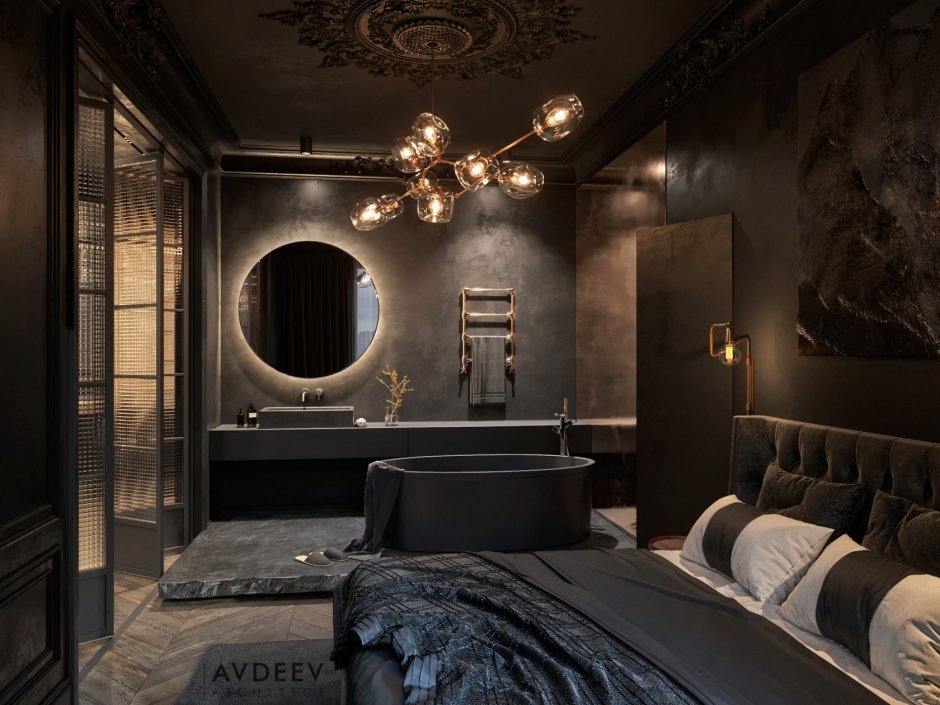Спальня в темном стиле