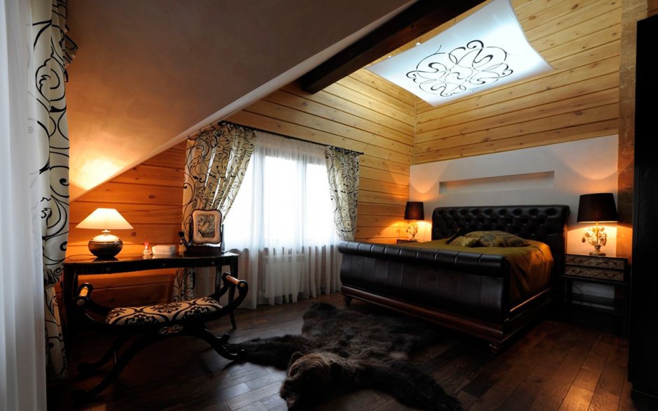 Спальни в деревянных особняках
