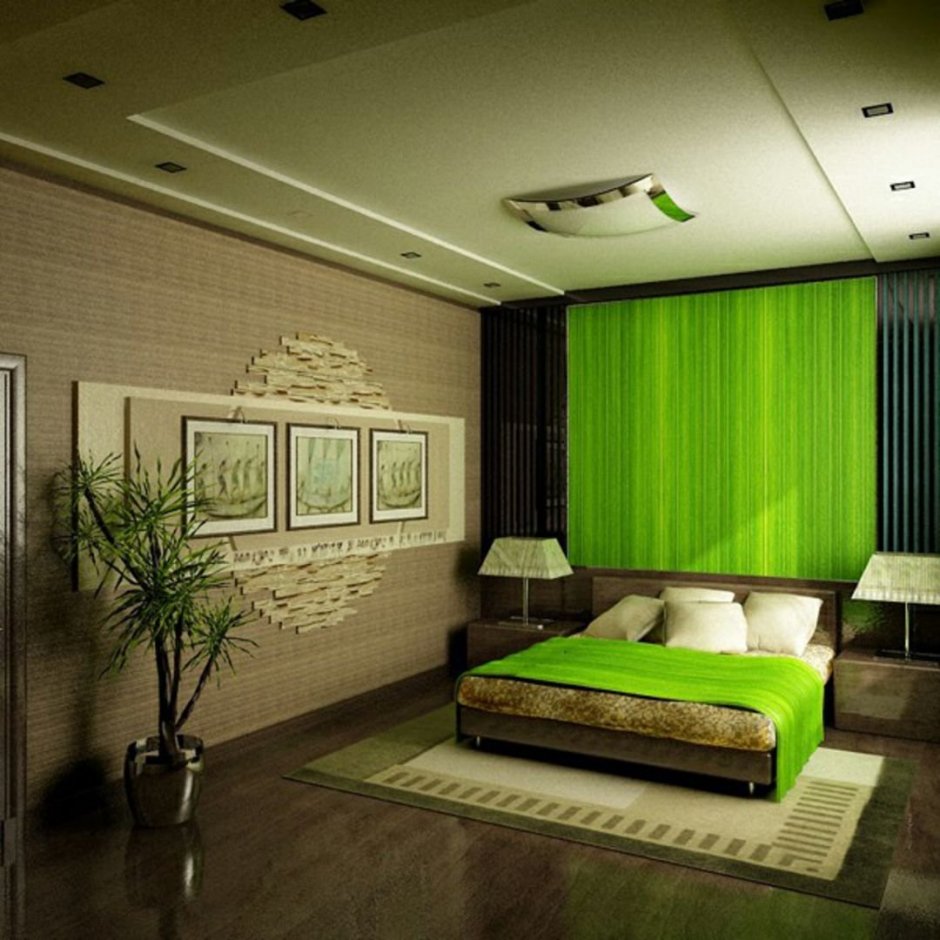 Спальня в зеленом стиле