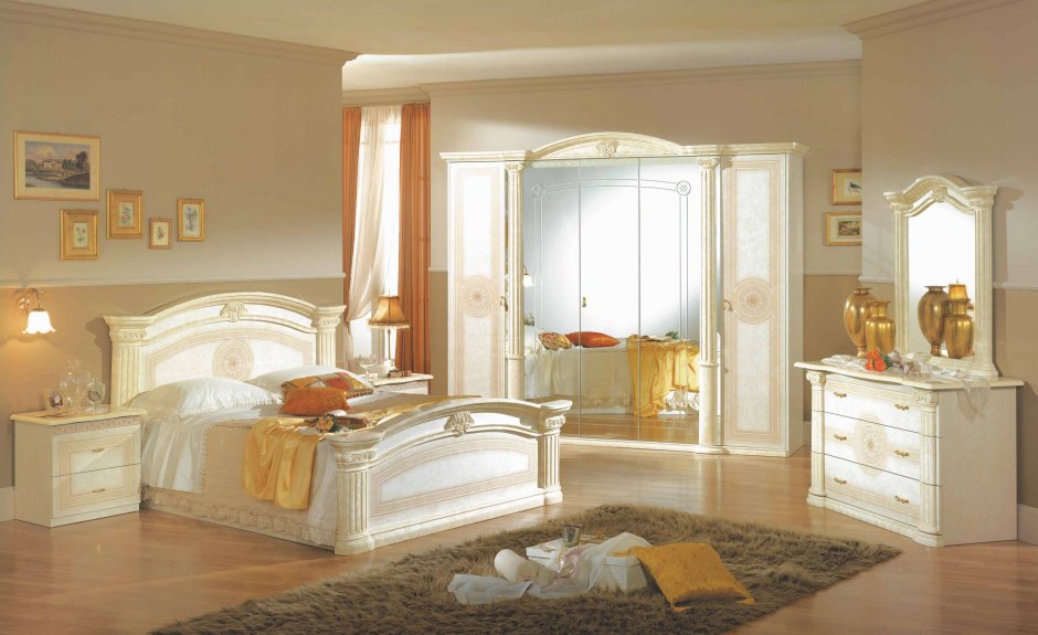 Спальня Лючия светлая Шатура в интерьере фото в квартире в спальне