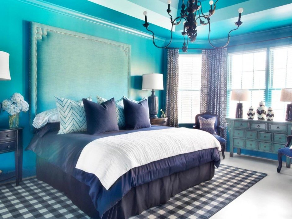 Серо синяя спальня (63 фото)