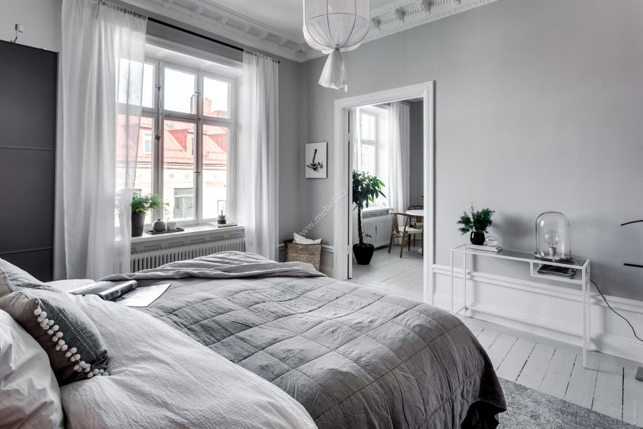 Спальня в серо белом стиле