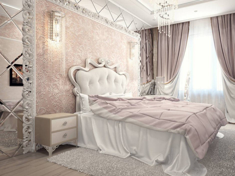 Спальня классика розовая
