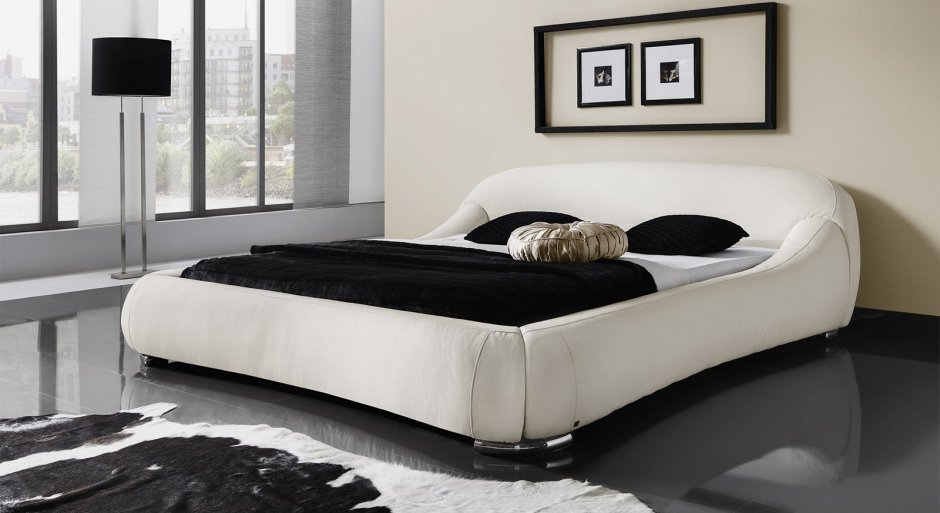Кровать бело черная