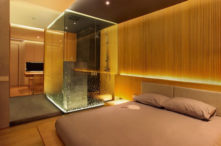 Спальня совмещенная с ванной комнатой