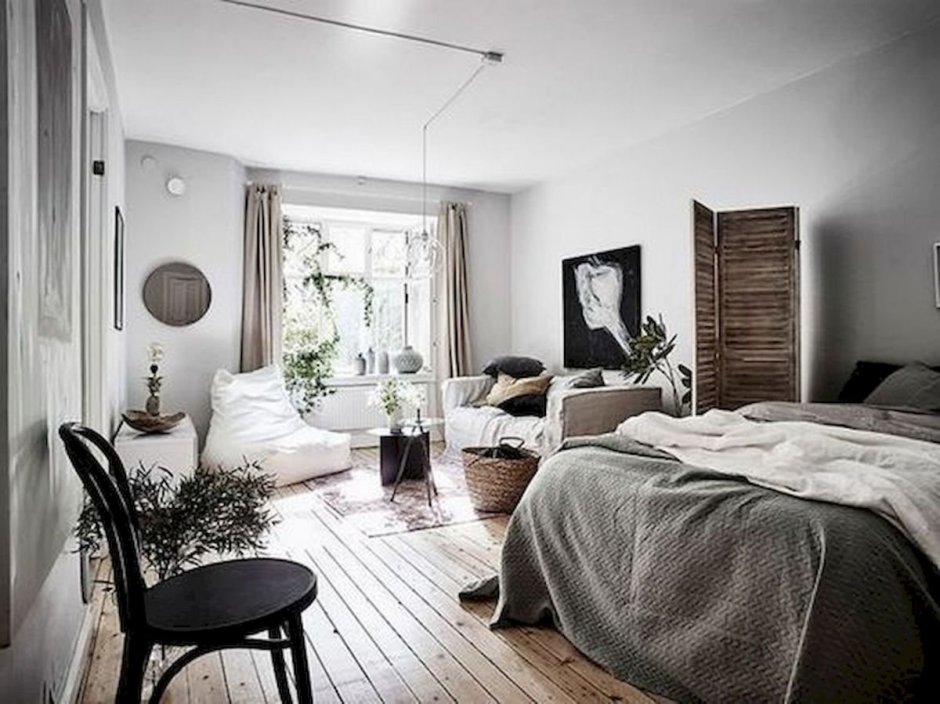 Уютная спальня в скандинавском стиле