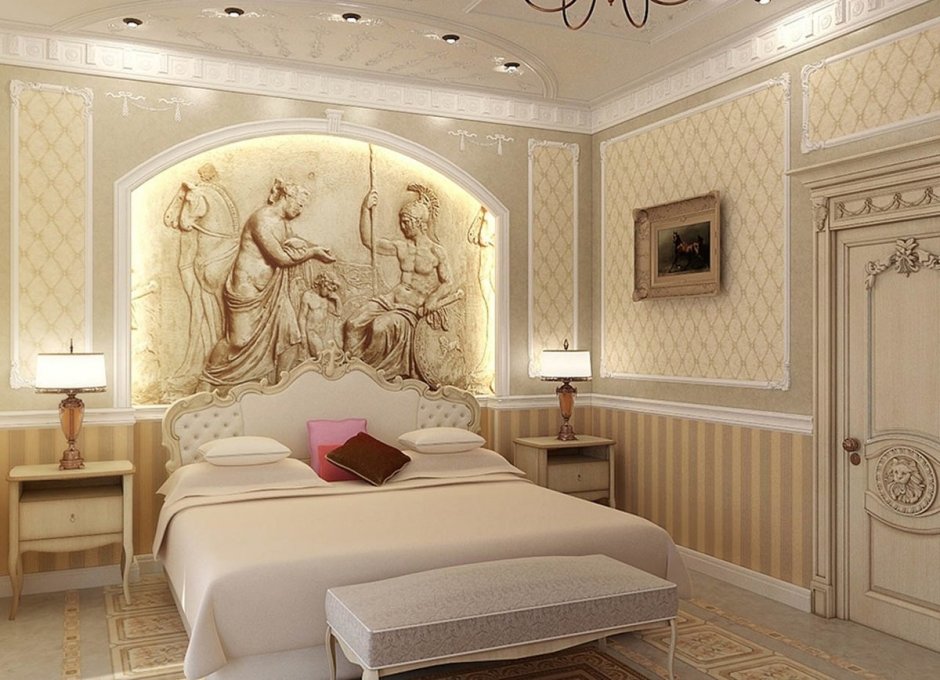 Дизайн спальни с фреской над кроватью (35 фото)