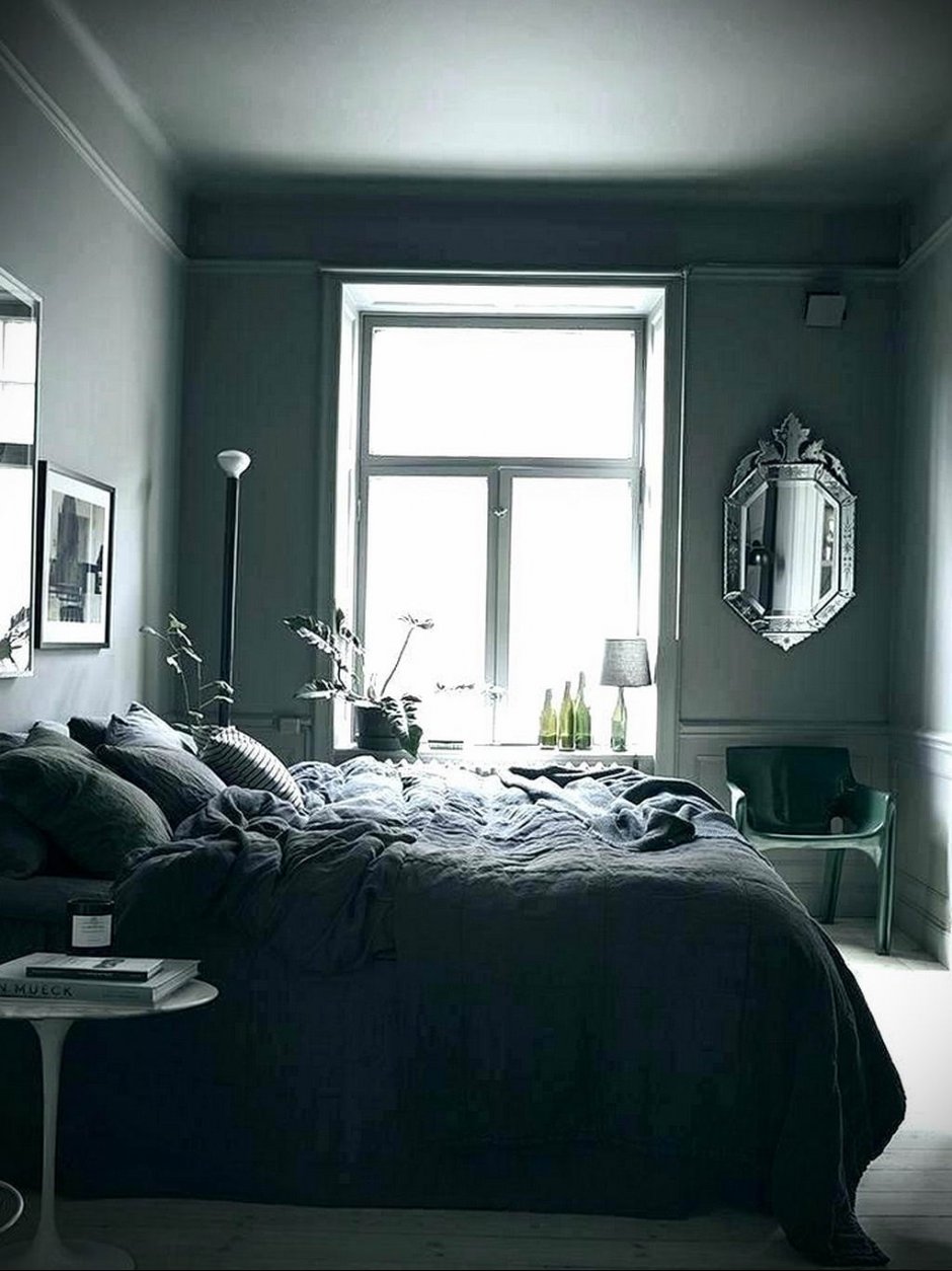 Спальня в черно белом цвете