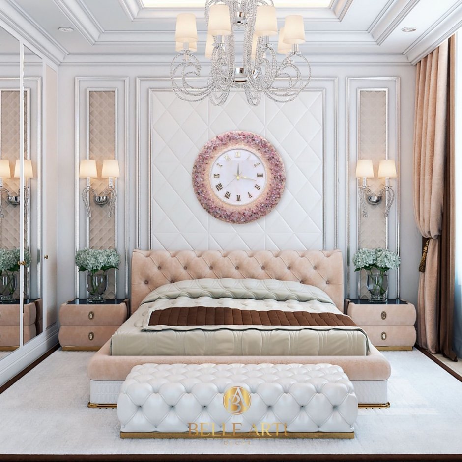 Дизайн спальни в стиле Неоклассика в светлых тонах фото