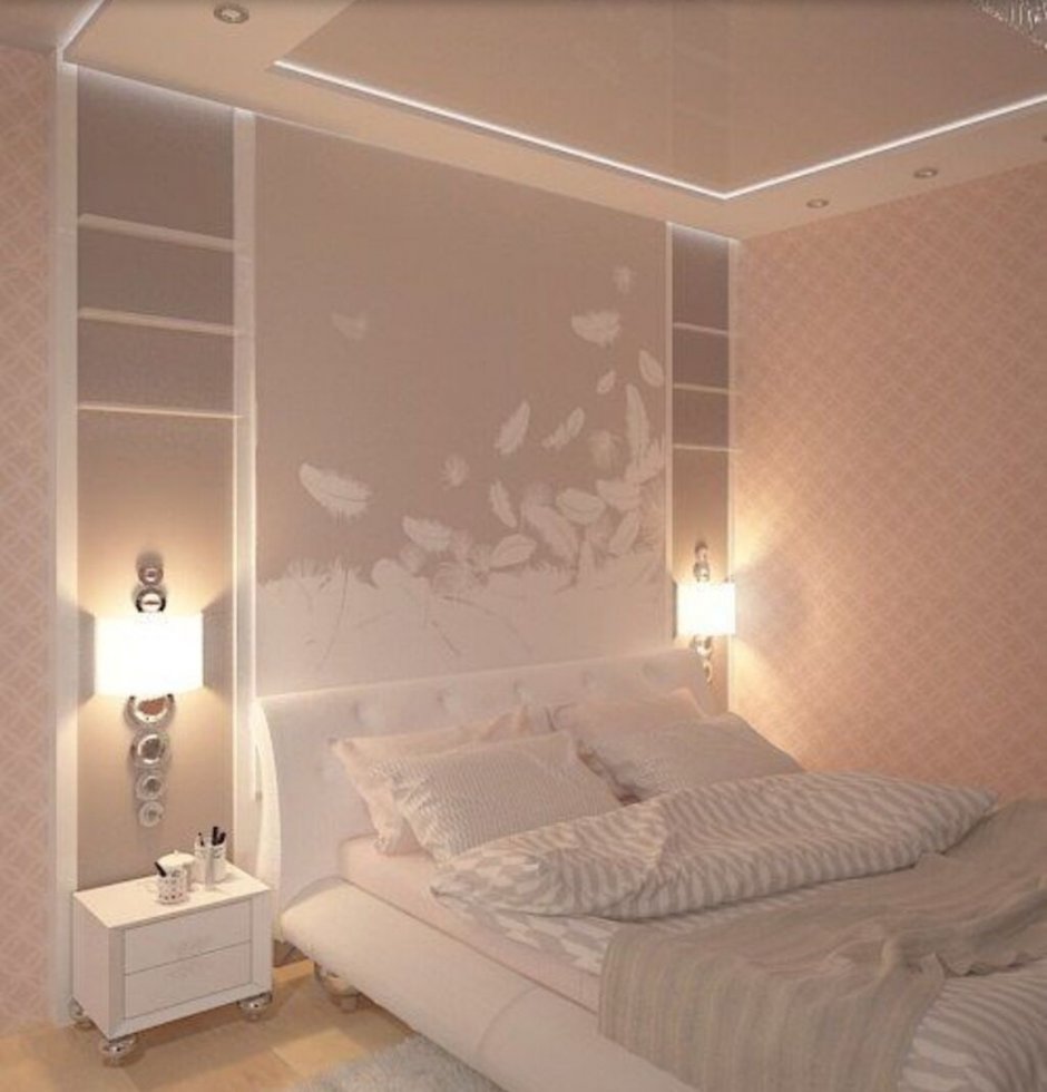 Подвесные потолки из гипсокартона в спальне