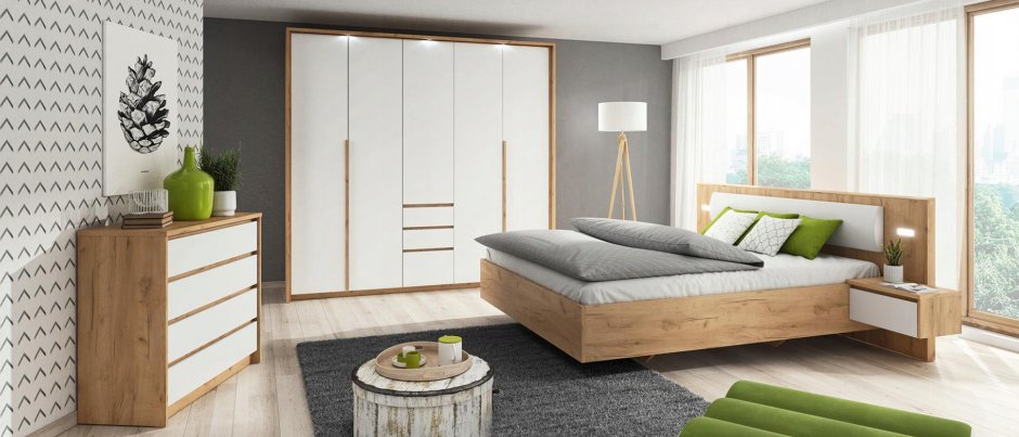 Белый спальный мебель из ламината