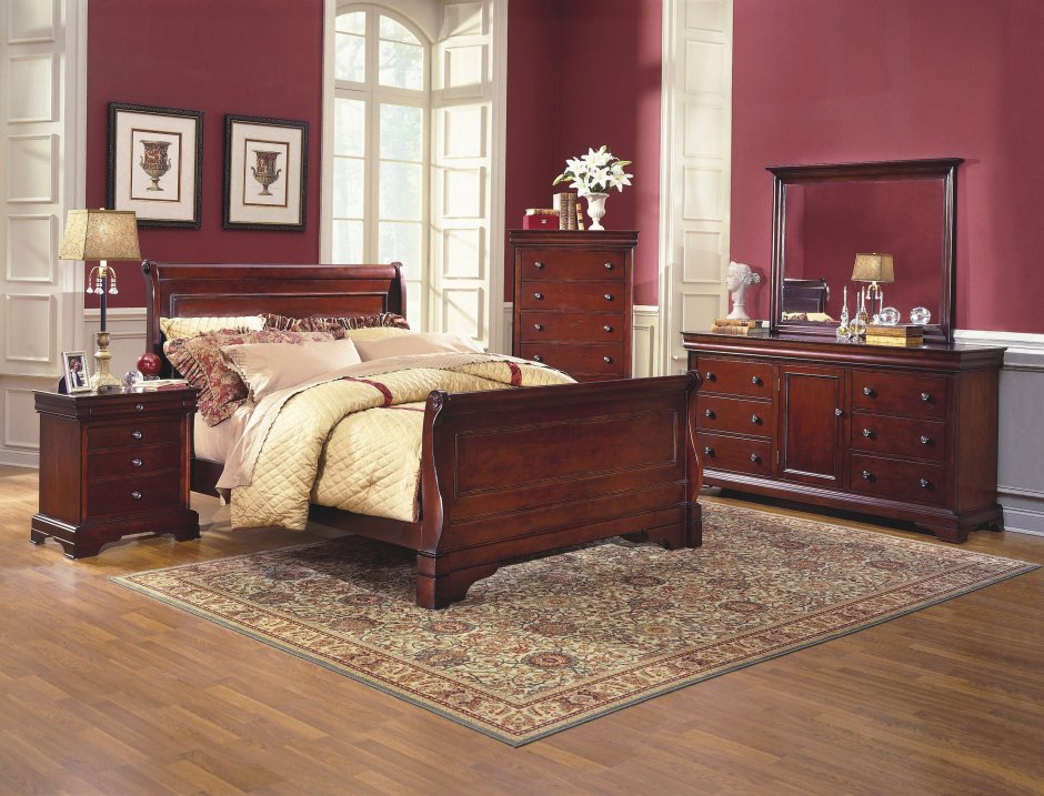 Интерьер спальни с мебелью цвета вишня (34 фото)