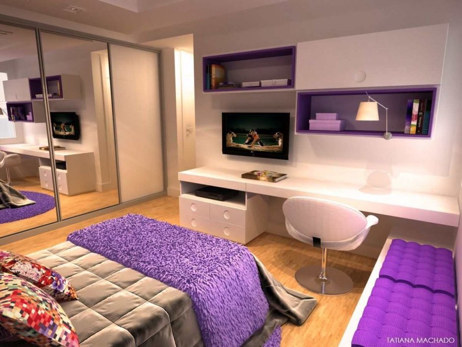 Комната подростка современная фиолетовое