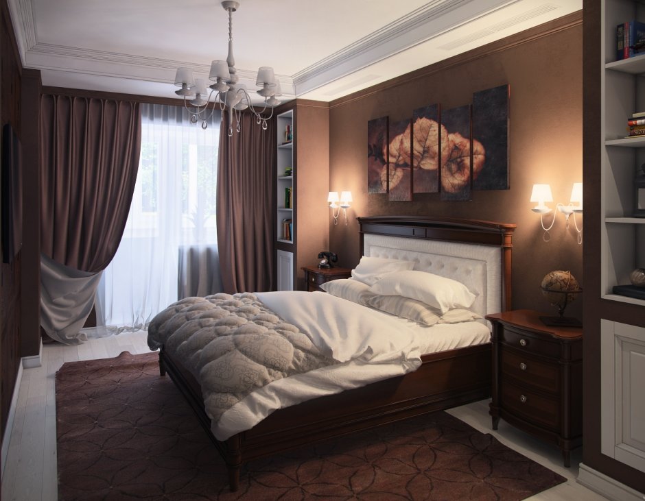 Спальня в коричневом цвете