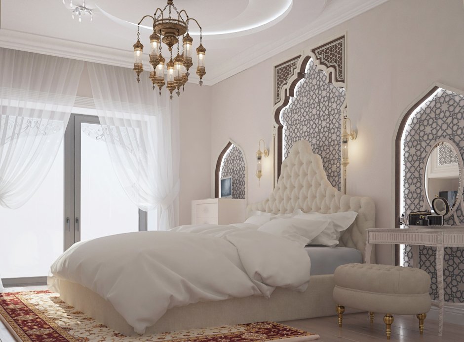 Белая спальня в Восточном стиле