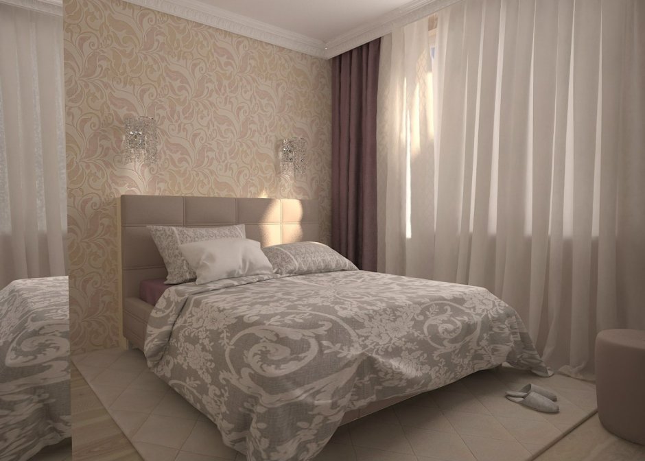 Спальня с 2 кроватями в классическом стиле