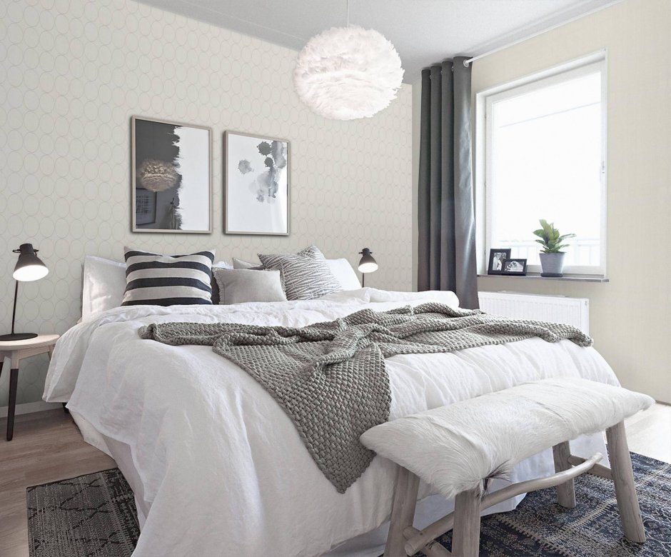Спальня в скандинавском стиле белая