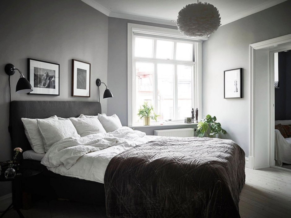 Спальня в скандинавском стиле черная
